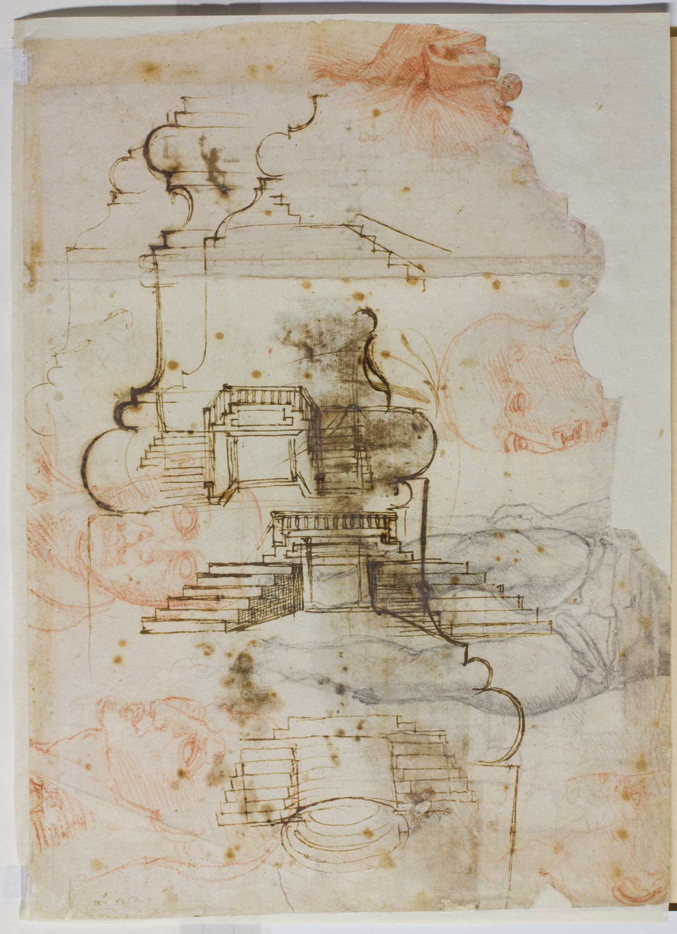 Michelangelo » progetti per scale, per basi di colonne e disegni ... Disegno Scala Parete
